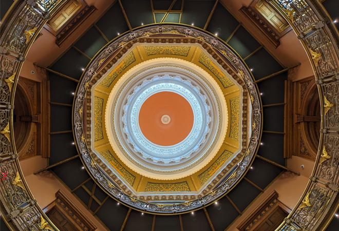 circular stained glass rotunda